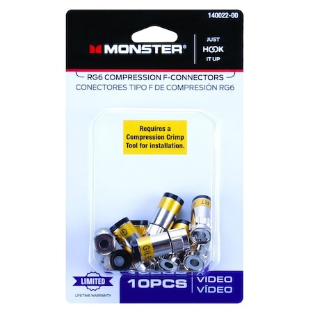 Monster Cable Just Hook It Up Compression RG6 Compression  Connector, 10PK 140022-00