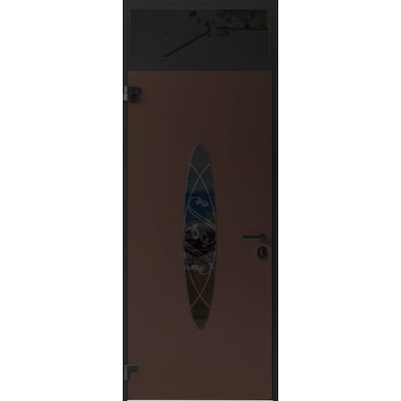 Vdomdoors Front Exterior Prehung Steel Door Ronex1277 Brown Transom Window Sidelite Entry Metal Modern RONEX1277EXD-BRW-W36xH80+16-RH-I