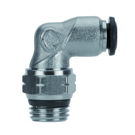 Usa Industrials Push to Connect Tube Fitting, Nickel Plated Brass w/ Plastic Release Ring, Male Elbow ZUSA-TF-PTC-NPBR-64