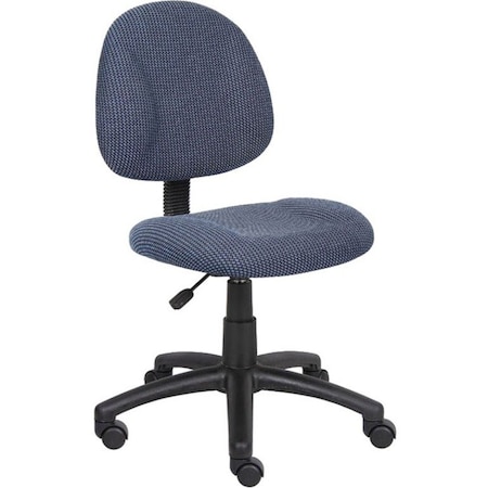 Boss BluePosture Deluxe Office Task Chair, 25 inW25"L40"H, Armless, PolyesterSeat, B315Series B315-BE