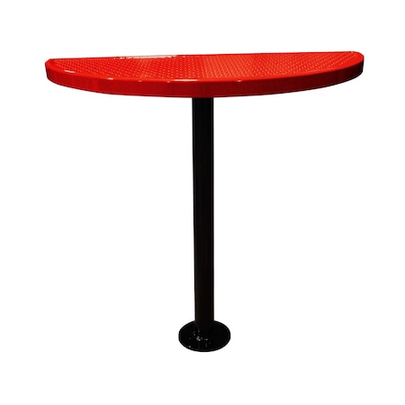 Leisure Craft Perforated Semi-Circle Pedestal Table, Portable, 40"H, Red STAB40-PERF-RED