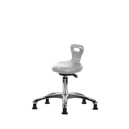 Blue Ridge Ergonomics Polyurethane Serpent Sit-Stand Stool Chrome-Desk Height with Stationary Glides in Gray Polyurethane PSPDHSO-CR-RG-GRY