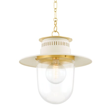 Mitzi Zio & Sons X Nori 1 Light Pendant 11 In. Aged Brass/Soft Cream H773701L-AGB/SCR