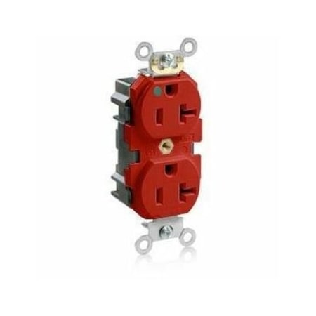 Leviton Receptacle, 20 A, 125V AC, Red, Nylon M8300-HR