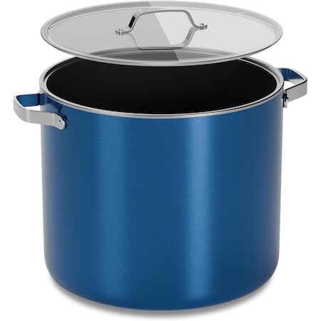 Bakkenmaster 12.5-Qt Ceramic Coated Stock Pot with Lid, Nonstick, Oven Safe, PTFE and PFAS Free, Blue BKCRSTKPTBL12U