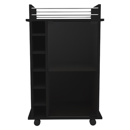 Homeroots Black Rolling Bar Cart With Wine Storage 477703