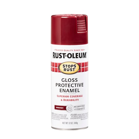 Rust-Oleum Spray Paint, Burgundy, Gloss, Solvent, 12 oz 7768830