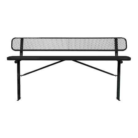Leisure Craft Bench/Back, Ingroud Mount, 8ft., Black B8WBIG-BLACK