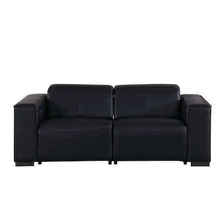 Homeroots 80in Black and Brown Leather Power Reclining Loveseat 720534