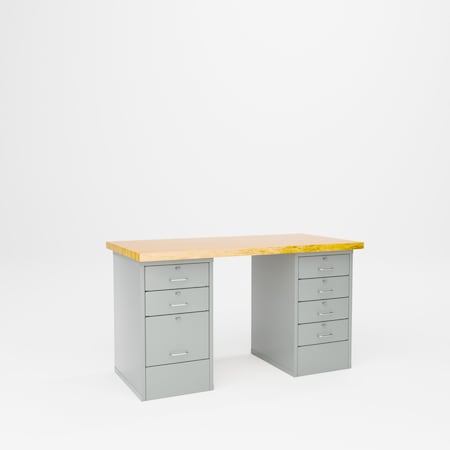 Pucel Pedestal Bench with Drawer & File Cabinet, 60 in W x 30 in D x 34 in H, Gray FDB-3060-W