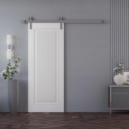 Sartodoors Barn Door 30x84 inches White Solid Core Modern Interior ROYAL9888BD-S-EMAL-3084