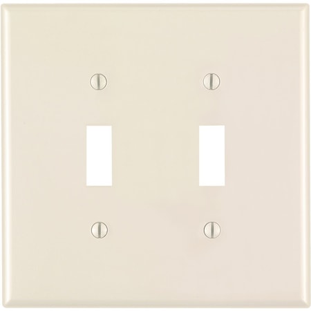 Leviton 2-Gang Thermoplastic Nylon Mid-Way Toggle Switch Wall Plate Light Almond R56-00PJ2-00T