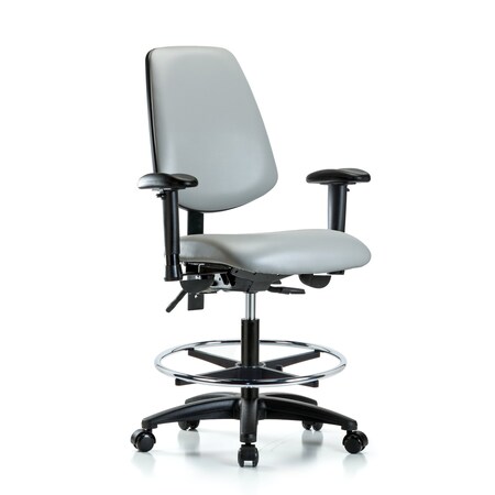 Blue Ridge Ergonomics Medium Bench Chair Adjustable Arms, 22" to 29" Height, Vinyl, Dove BR-VMBCH-MB-RG-T1-A1-CF-RC-8567