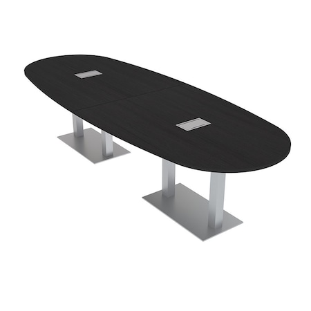 Skutchi Designs Boval Conference Table With Power Unit, 48 in W, 120 in L, Black HAR-BOVL-48X120-DOU-U999ST19-ESIL