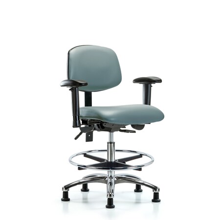 Blue Ridge Ergonomics Vinyl Chair, Vinyl, Adjustable Arms BR-VMBCH-CR-T0-A1-CF-RG-8822