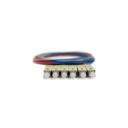 Cable Wholesale 6 Strand Fiber Pigtail, OM1 - 62.5/125, Multmode Beige Boot SC/PC connectors, 3 meter 15F1-10006