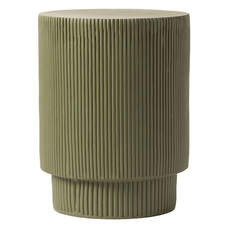 Leisuremod Eden 14 in Round Stone Side Table, Weatherproof Pedestal Base, Fully Assembled EST14OG