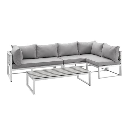 Walker Edison Furniture 4 Piece Boardwalk Sectional- Grey - 12 x 30 x 58 in., 4PK OAW4CSNGY