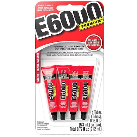 E6000 5510520 Contact Adhesive, Clear, 0.18 fl-oz Tube, 4PK 5510500