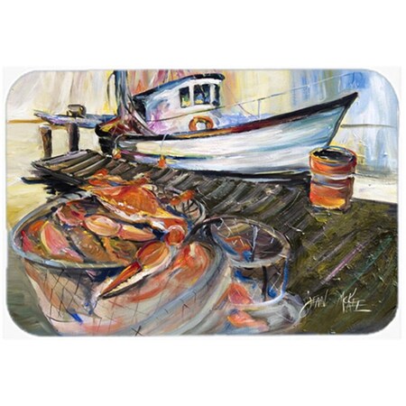 Carolines Treasures Blue Crab Trap Glass Cutting Board- Large JMK1104LCB