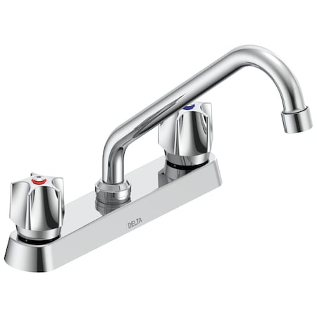 Delta Commercial 26C3 Two Handle 8 In Cast Deck-Mount Faucet In Chrome 26C3221