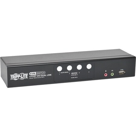 Eaton EATON Tripp Lite Series 4-Port DVI Dual-Link / USB KVM Switch with Audio and Cables, TAA B004-DUA4-HR-K