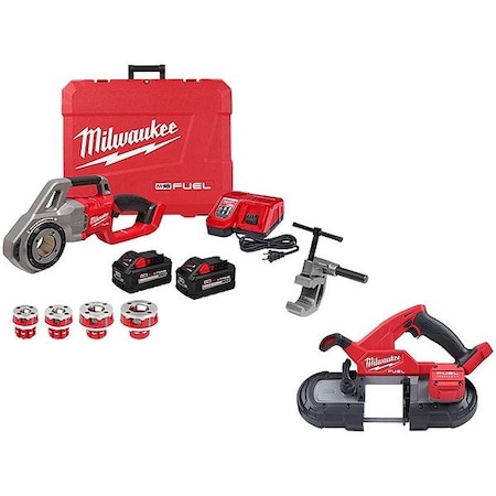 Milwaukee Tool Threader w/Heads+M18 FUEL Band Saw 2870-22, 2829-20