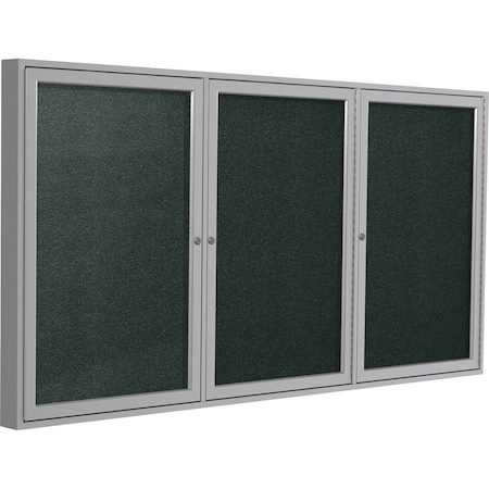 Ghent Enclosed Bulletin Board, 3 Door, Vinyl, 4 ft H x 8 ft W, Ebony PA34896VX-183