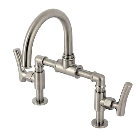 Kingston Brass Bridge Bathroom Faucet with Brass Pop-Up, Brushed Nickel KS2178TKL