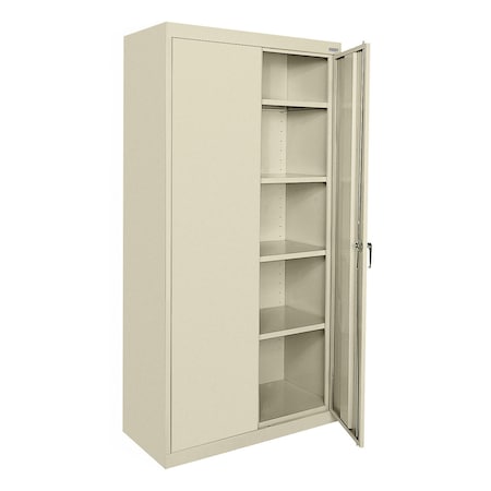 Sandusky Lee Shelving Storage Cabinet, 72 in H, 36 in W, 18 in D, Swing, Keyed, Putty, 4 Shelves, 0 Drawers CA41361872-07