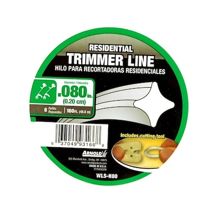 Arnold Trimmer Line, 008 in Dia, 160 ft L, Nylon WLS-H80