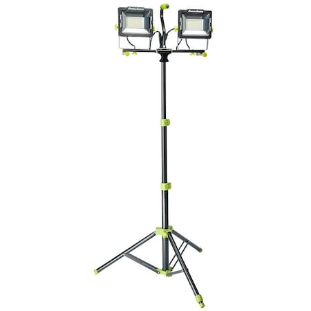 Powersmith Dual-Head Work Light with Tripod, 120 V, 170 W, LED Lamp, 20,000 Lumens, 5000 K Color Temp PWLD200T