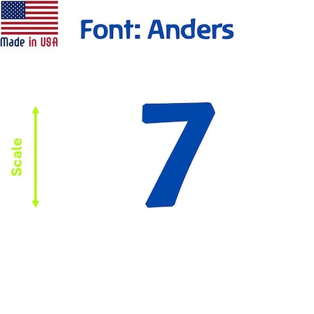 Aacc Self-Adhesive Vinyl Number: 7, Size: 26 cm. Color: Blue Font: Anders, 4PK AACC-Anders-N7-Blue-M26x4