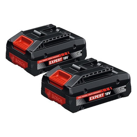 Bosch Battery, 4 Ah, Li-Ion, Tabless, PK2 EXBA18V-40-2PK