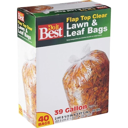 All-Source 39 Gal. Clear Flap Tie Lawn & Leaf Bag, 40PK 647934