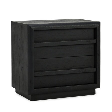 Homeroots 26" Black Two Drawers Solid Wood Nightstand 549966