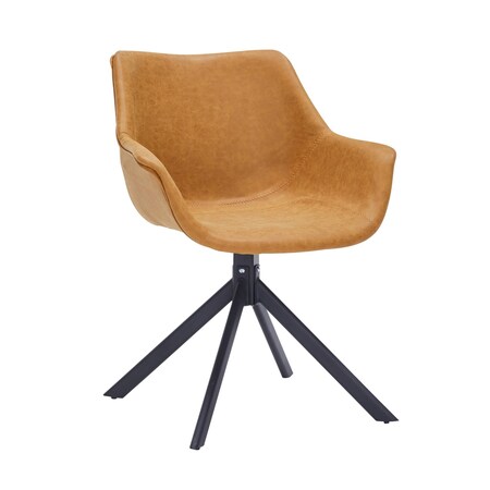 Leisuremod Markley Modern Leather Dining Swival Arm Chair in Light Brown ESCBL-26-BR