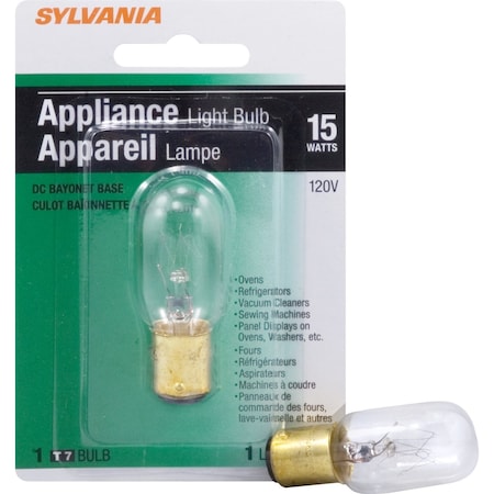 Ledvance/ Sylvania Incandescent T7 Bulb Shape Clear Finish Double Contact Bayonet Base15Watt 120Volt 15T7DC/BL-120V/18200