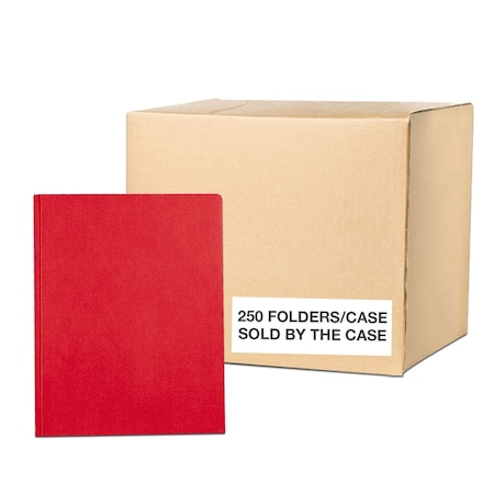 Roaring Spring Case of Red Pocket Folders with Prongs, 11.75"x9.5", Twin Pockets hold 25 sheets ea, 11 pt tag board, PK250 54126cs