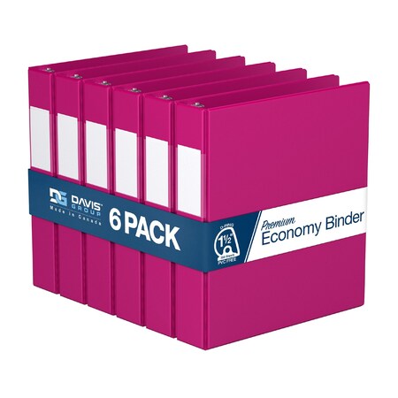 Davis Group Premium Economy, Angle D Ring, Binder, (Pink, 1.5"), PK6 2302-43-06
