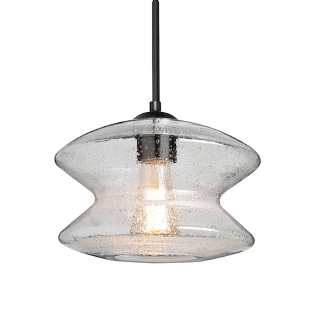 Besa Lighting Besa Zen Pendant, Clear Bubble, Black Finish, 1x 60W MAX E26 Base 1JT-ZENCL-BK
