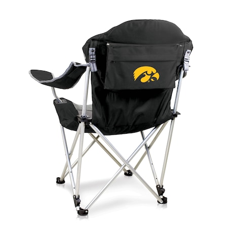 Picnic Time Family Of Brands NCAA Iowa Hawkeyes Reclining Camp Chair - Beach Chair for AdultsBlack with Gray Accents 803-00-175-224-0