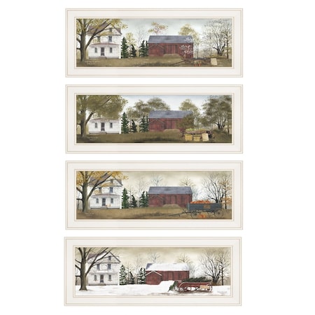 Set Of Four Seasons on the Farm White Framed Prints Wall Art, 4PK