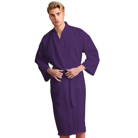 Towelsoft Unisex Men's Waffle Weave Stone Purple Bathrobe One Size RM-MEN-WFL-PPL-OS
