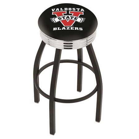 Holland Bar Stool Co 25" Blk Wrinkle Valdosta State Swivel Bar Stool, Chrome Ring L8B3C25ValdSt