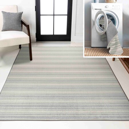 Jonathan Y Fawning Two-Tone Striped Classic Low-Pile Machine-Washable Cream/Light Gray 5 ft. x 8 ft. Area Rug WSH304B-5