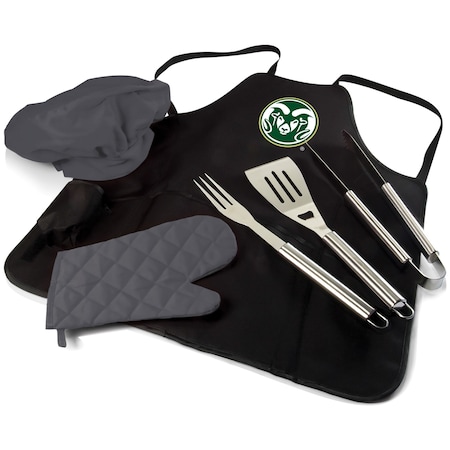 Picnic Time Family Of Brands NCAA Colorado State Rams BBQ Apron Tote Pro Grill Set, Heavy Duty BBQ Apron For Men 635-88-179-134-0