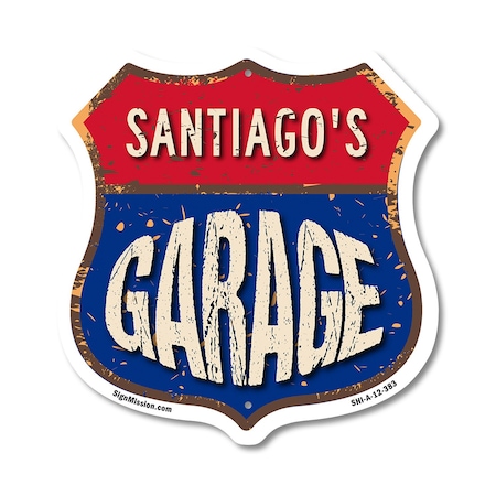 Signmission Santiago's Garage, 12 Inch X 12 Inch, Aluminum Metal Sign SHI-A-12-383-SANTIAGO