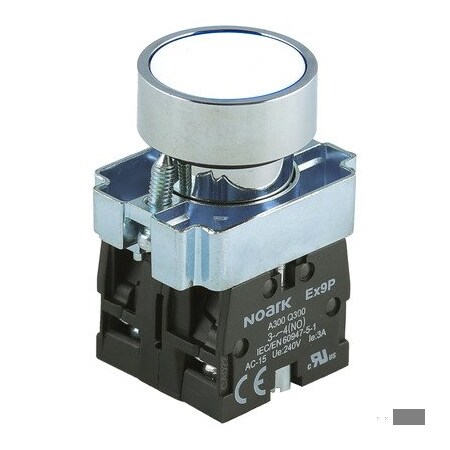 Noark Push-button - Ex9PB - 1200000 - Momentary - Round Flat - White - 1NO EX9PBA11