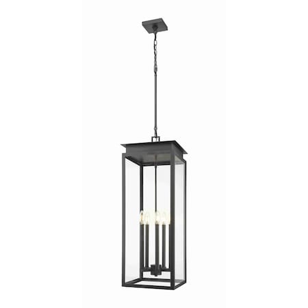 Z-Lite Nova 5 Light Outdoor Chain Mount Ceiling Fixture, Black/Clear, 12.5 In W x 35 In H 5018CHXL-BK